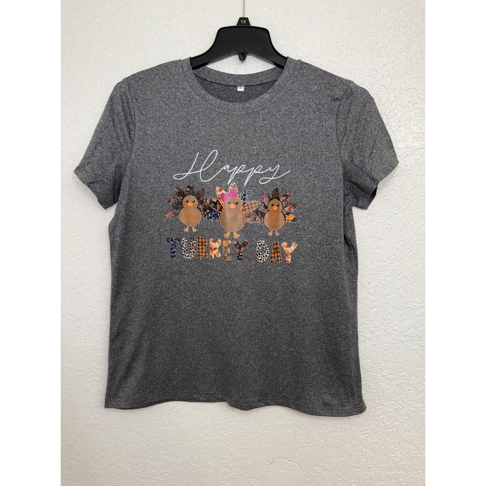 Womens Happy Turkey Day Graphic T Shirt Thanksgiving‎ Cute Turkeys Top